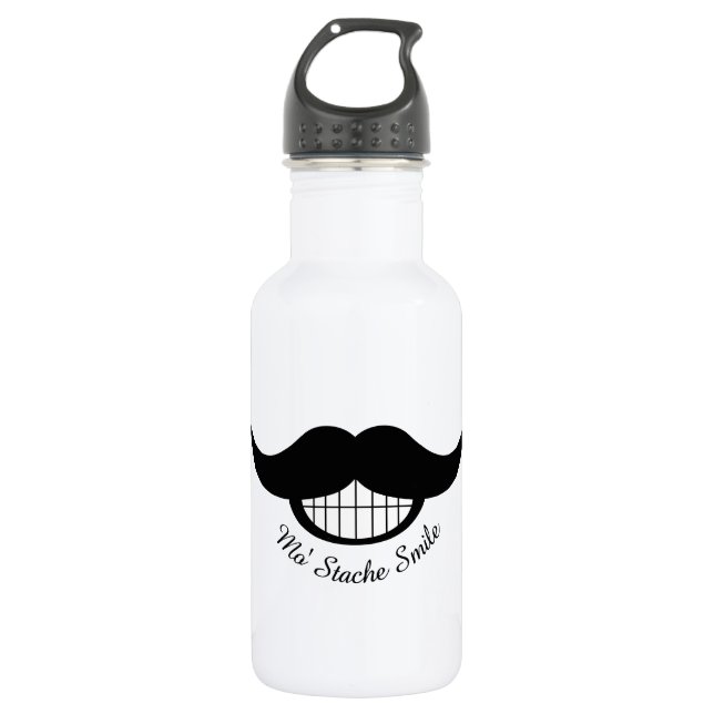 Mustache Smile Stainless Steel Water Bottle (Front)