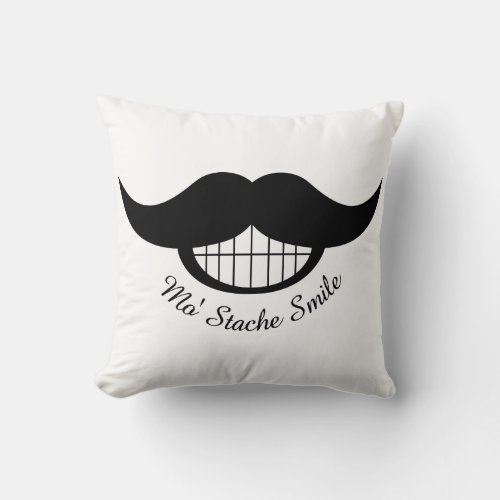 Mustache Smile Throw Pillow