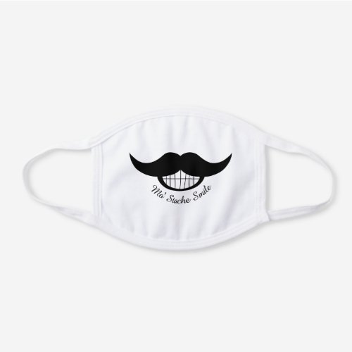 Mustache Smile White Cotton Face Mask