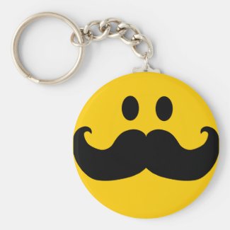 Mustache Smiley (Customizable background color) Keychains