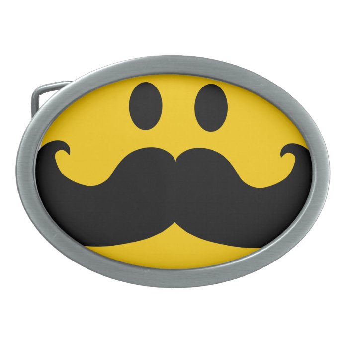 Mustache Smiley Oval Belt Buckle