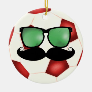 Mustache Soccer Ball Ornament