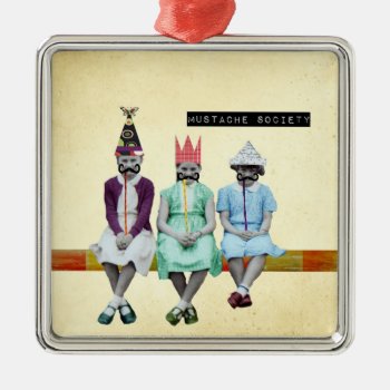 Mustache Society Vintage Image Ornament by gidget26 at Zazzle
