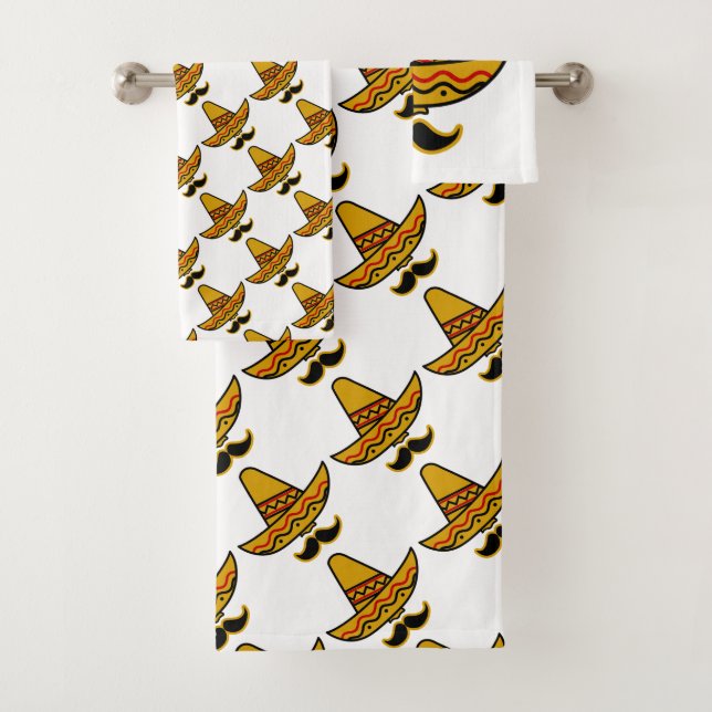 Mustache Sombrero Bath Towel Set (Insitu)