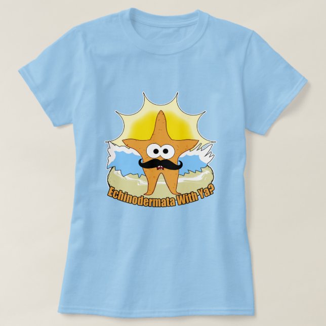 Mustache Starfish Echinodermata T-Shirt (Design Front)