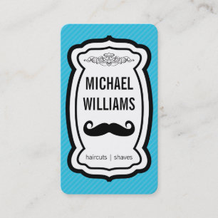 Mustache / Stripes (blue) Business Card
