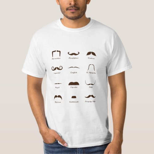 Mustache Style Identification Chart  T_Shirt