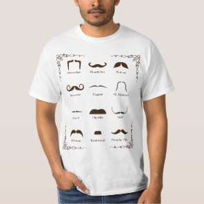 Mustache Style Identification Chart T-Shirt