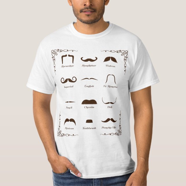 Mustache Style Identification Chart T-Shirt (Front)