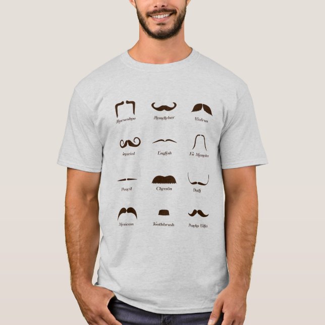Mustache Style Identification Chart T-Shirt (Front)