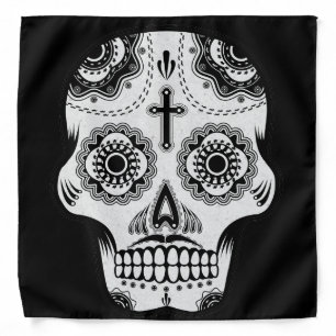Mustache sugar skull bandana