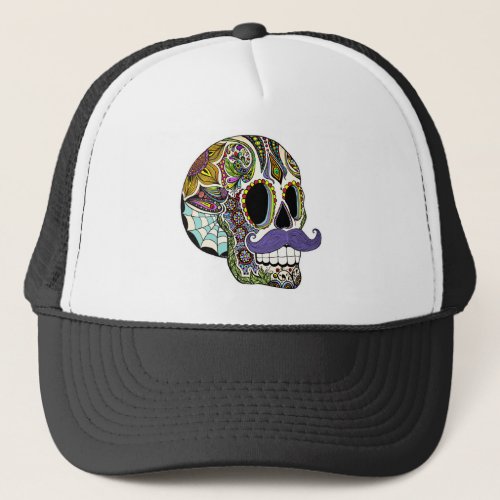 Mustache Sugar Skull Hat _ Color Version