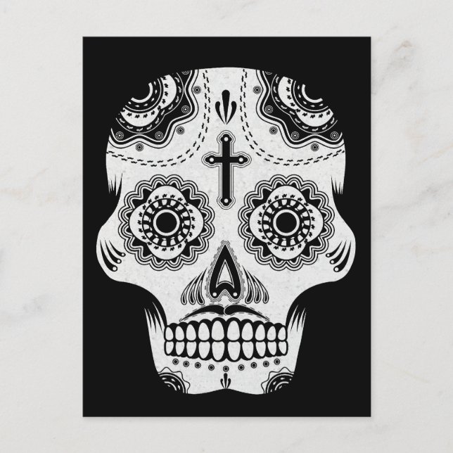Mustache sugar skull postcard (Front)