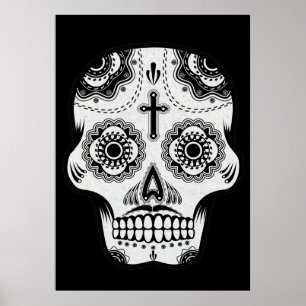 Mustache sugar skull poster