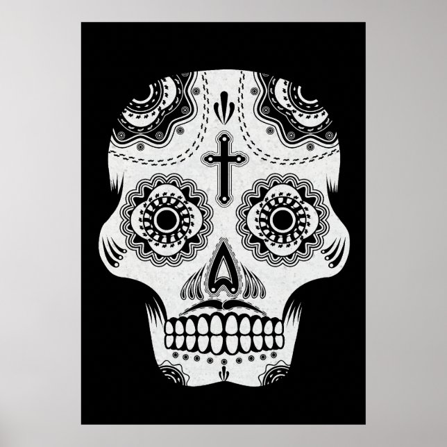 Mustache sugar skull poster (Front)