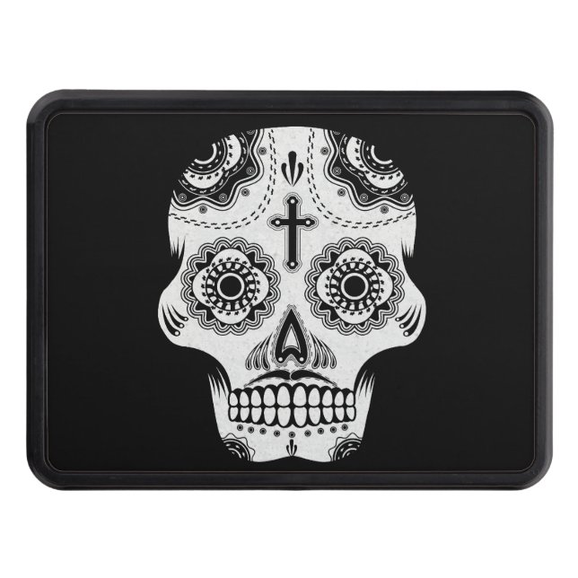 Mustache sugar skull trailer hitch cover (Front)
