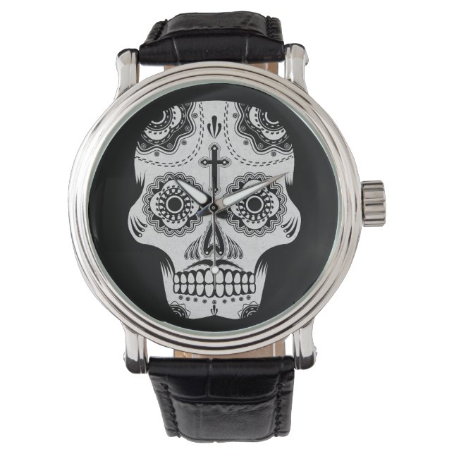 Mustache sugar skull watch (Front)