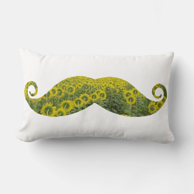 Mustache Sunflowers Lumbar Pillow 33 cm x 53 cm (Front)