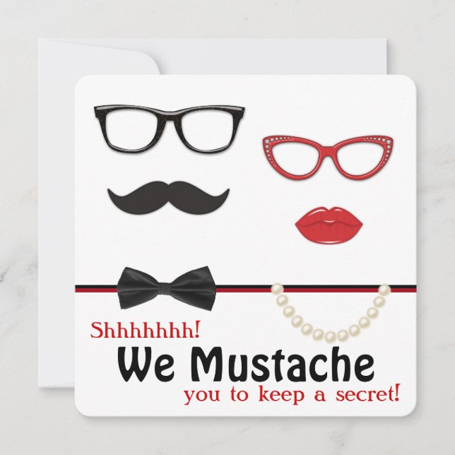 Mustache Surprise Birthday Party Invitation (Front)