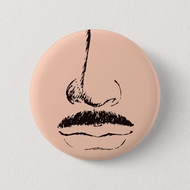Mustache Surrealist Pinback Button (Front)