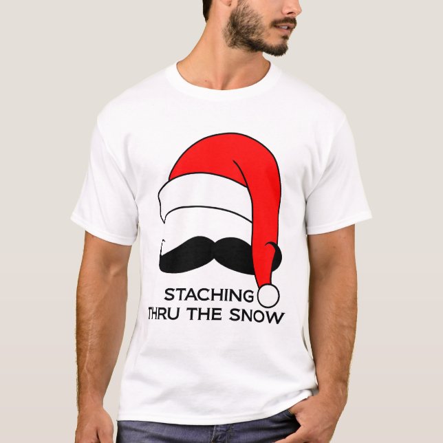 Mustache T-shirt - Staching thru the snow (Front)