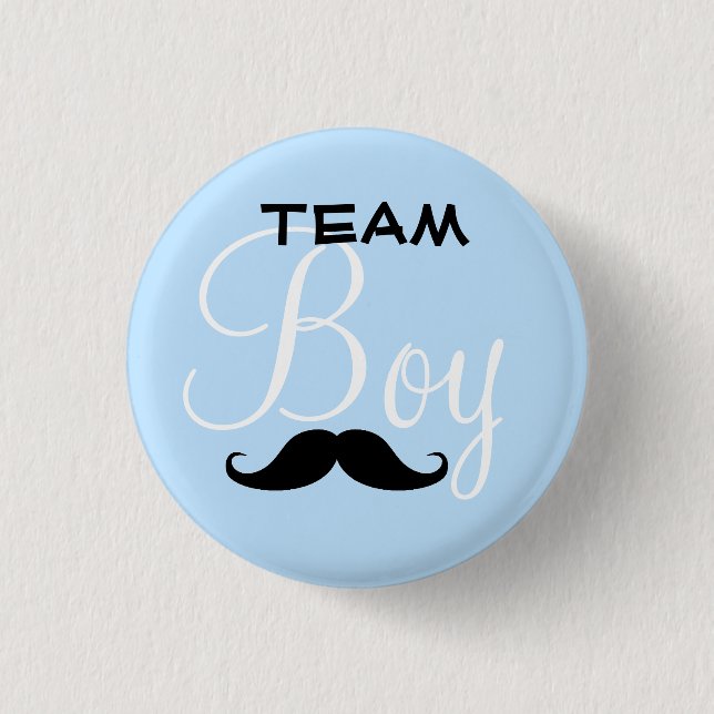 Mustache Team Boy Baby Shower Button (Front)