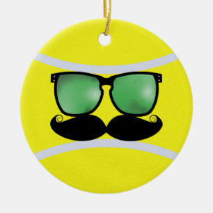 Mustache Tennis Ball Ornament