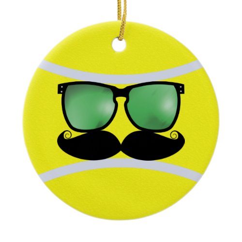Mustache Tennis Ball Ornament