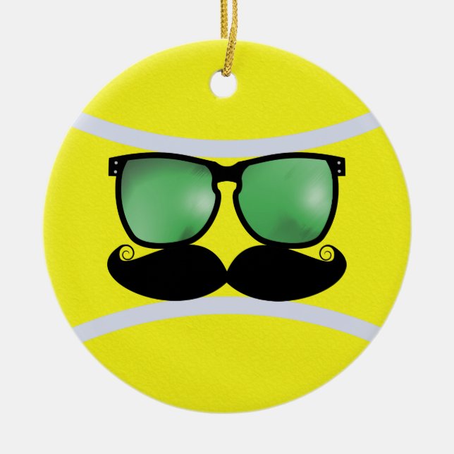 Mustache Tennis Ball Ornament (Front)