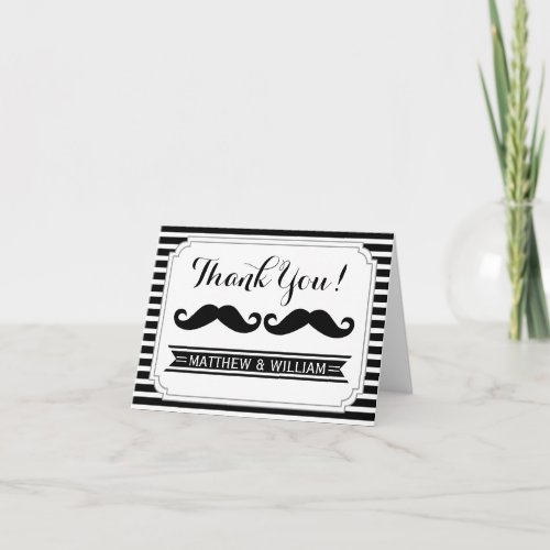 Mustache Thank You Cards