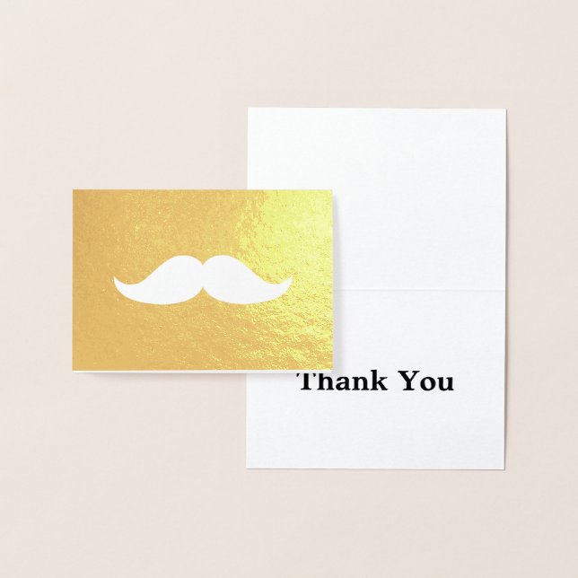 Mustache Thank You Gold Foil Card (Display)