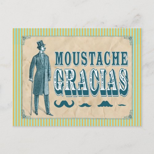 Mustache Thank You Postcard