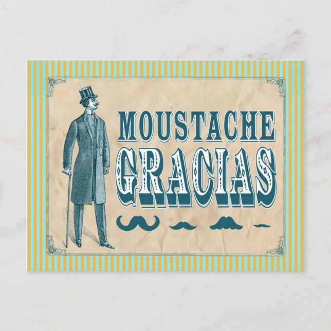 Mustache Thank You Postcard (Front)