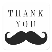 Mustache Thank You Sticker