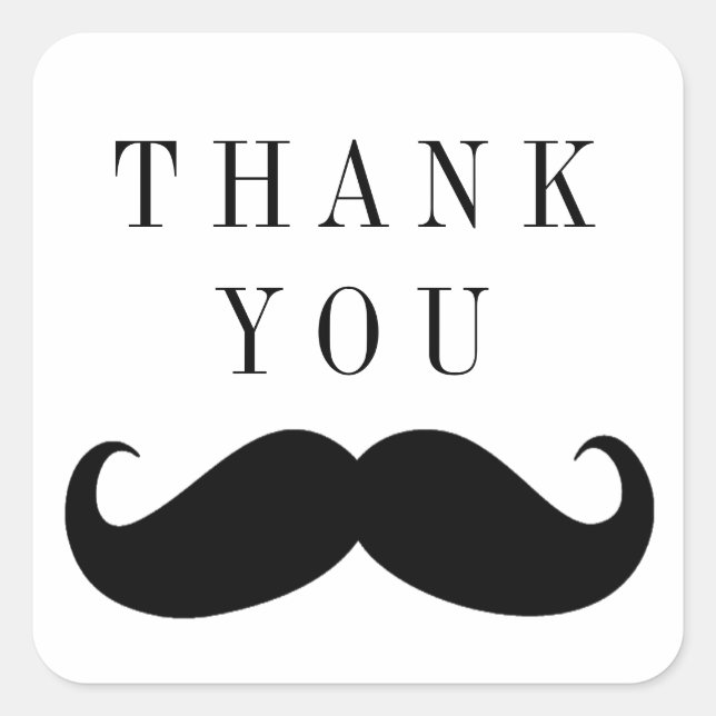 Mustache Thank You Sticker (Front)