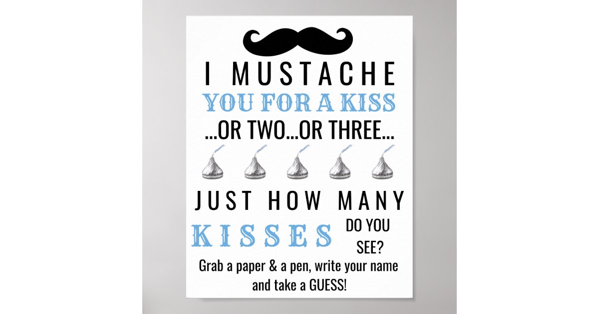 Mustache Theme Baby Shower Game Poster | Zazzle