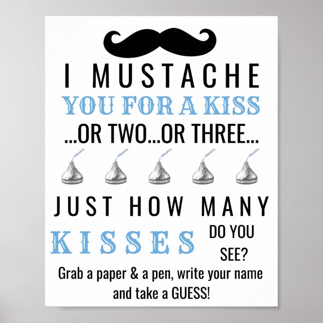 Mustache Theme Baby Shower Game Poster (Front)