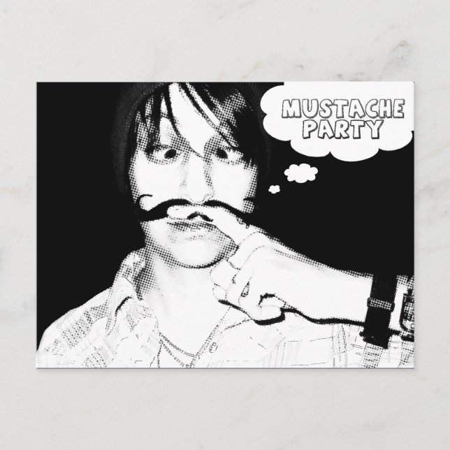 mustache theme party : comic staches invitation postcard (Front)