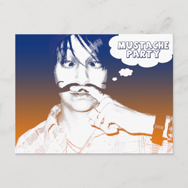 mustache theme party : comic staches invitation postcard (Front)