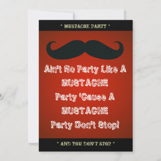 Mustache Theme Party Custom Invitation