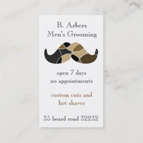 Mustache themed double sided business card