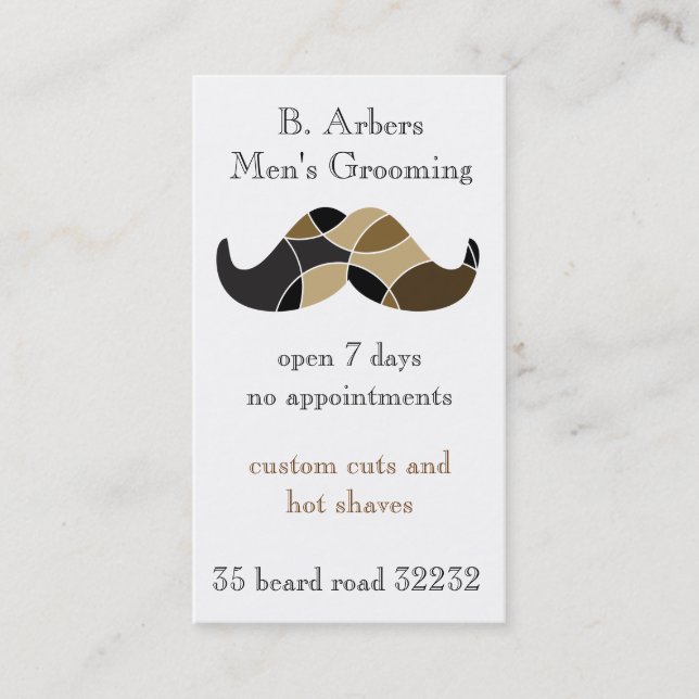 Mustache themed double sided business card (Front)