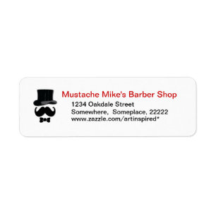 Mustache , top hat and bow tie label