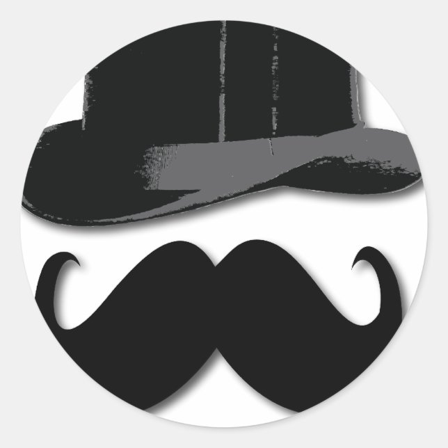 mustache, top hat, bow tie and pearls classic round sticker (Front)