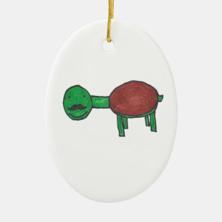 Mustache Turtle Ceramic Ornament