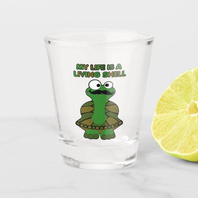 Mustache Turtle Living Shell Shot Glass (Front)