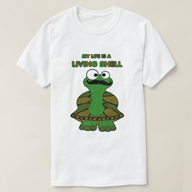 Mustache Turtle Living Shell T-Shirt (Design Front)