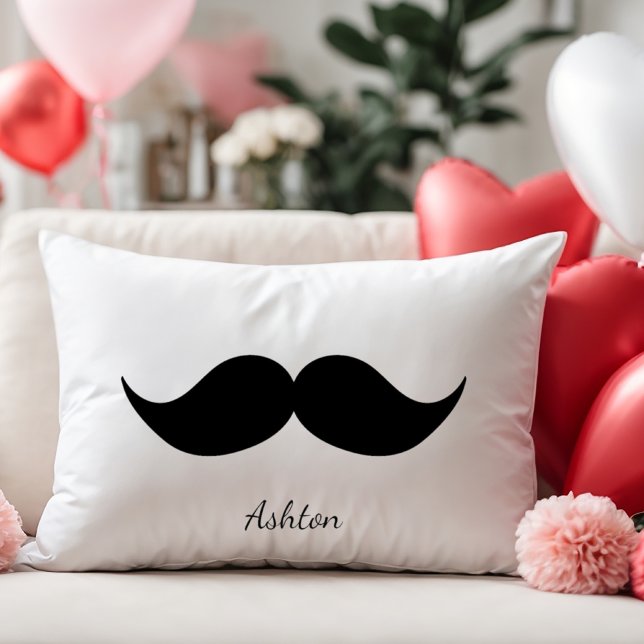 Mustache, Valentine's Day Couple Gift,  Lumbar Pillow (Creator Uploaded)