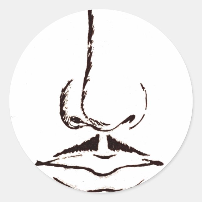Mustache Vintage Surrealist Classic Round Sticker (Front)