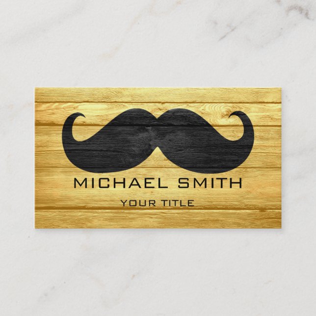 Mustache Vintage Wood #3 Business Card (Front)